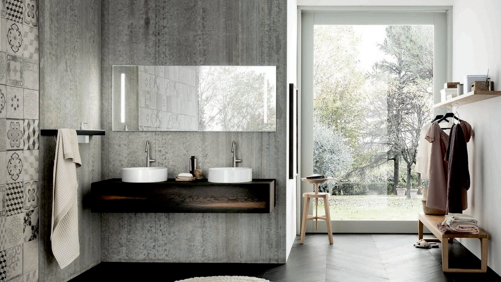 Mobile da Bagno sospeso con doppio lavabo Teddy 01 di Alta Corte