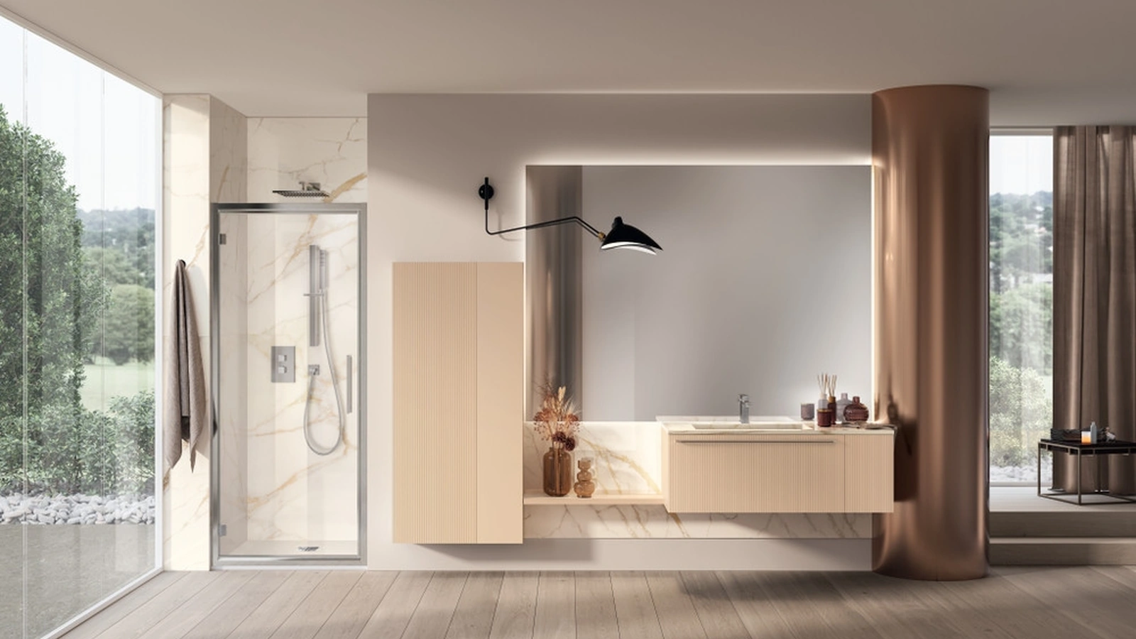 Mobile da Bagno Aquo Laccato Opaco Cipria di Scavolini Bathrooms