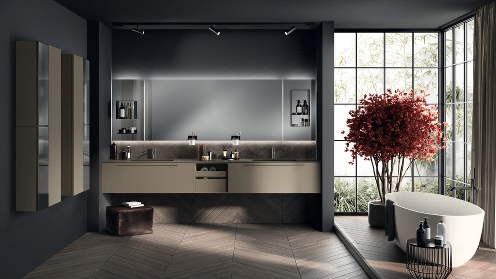 Mobile da Bagno Aquo Laccato Opaco Grigio Matera di Scavolini Bathrooms