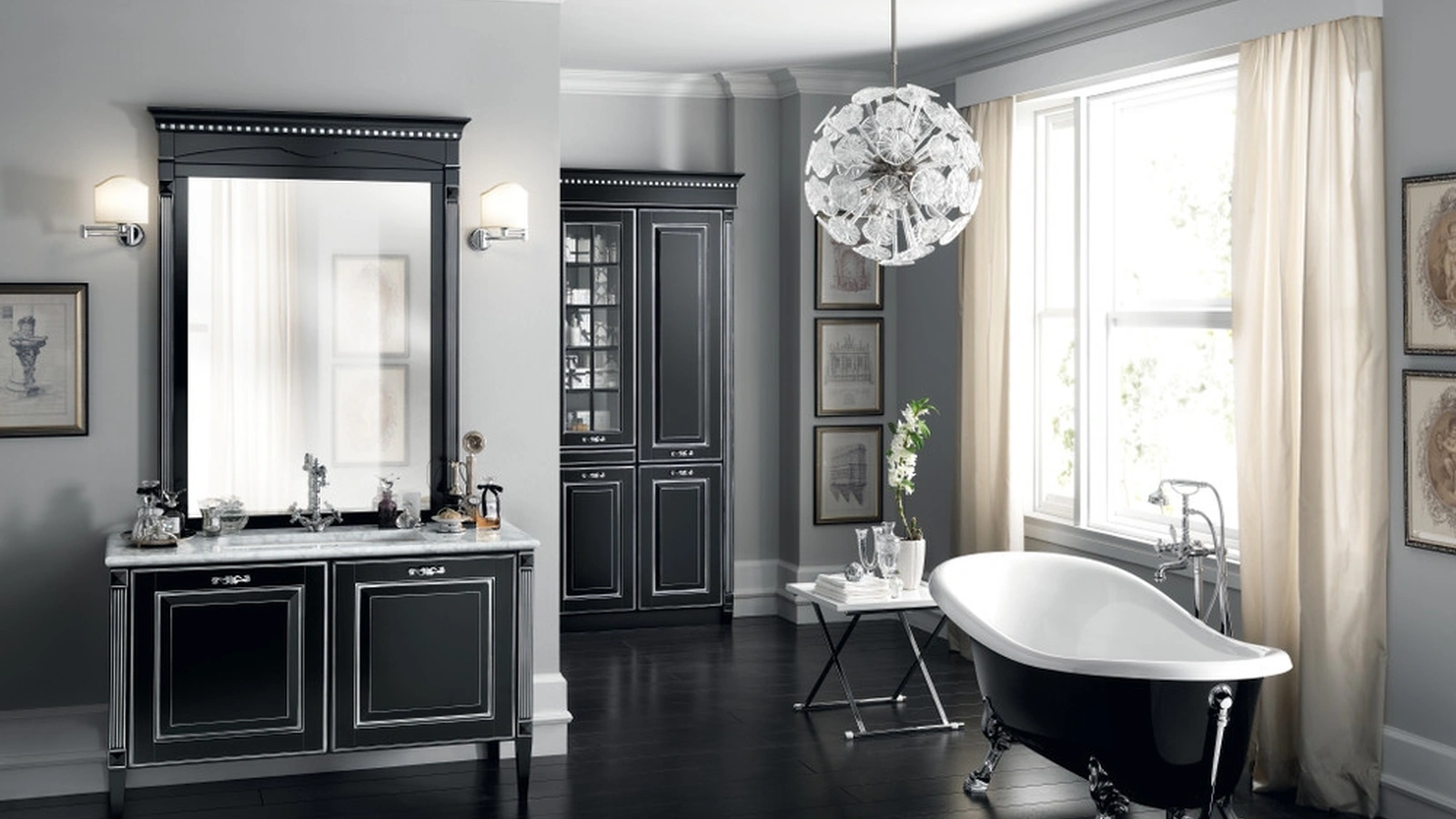 Mobile da Bagno Baltimora Laccato Opaco Nero e Argento di Scavolini Bathrooms