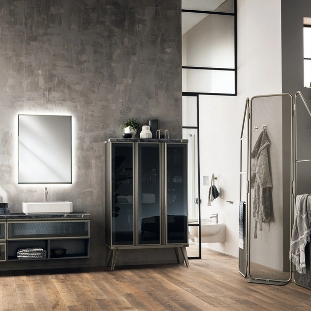 Mobile da Bagno Diesel in Acciaio Soft e Vetro di Scavolini Bathrooms