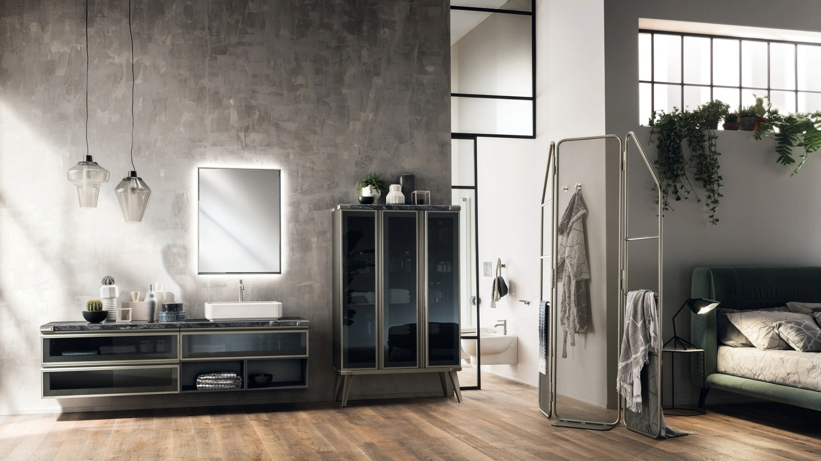 Mobile da Bagno Diesel in Acciaio Soft e Vetro di Scavolini Bathrooms