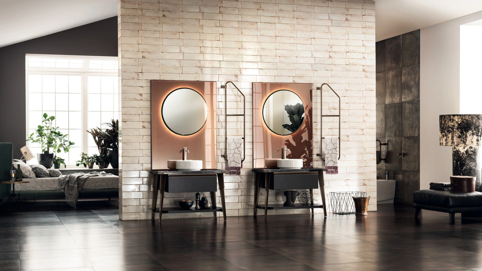 Mobile da Bagno Diesel Laccato Opaco Nero Ardesia di Scavolini Bathrooms