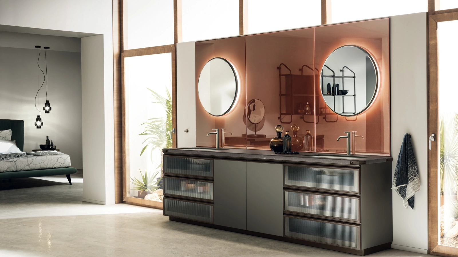 Mobile da Bagno Diesel Laccato Opaco Verde Minerale di Scavolini Bathrooms