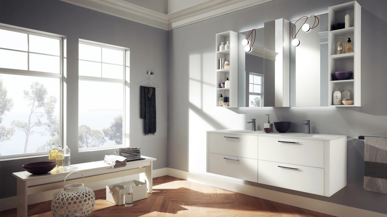 Mobile da Bagno Font in Vetro Laccato Opaco Bianco di Scavolini Bathrooms