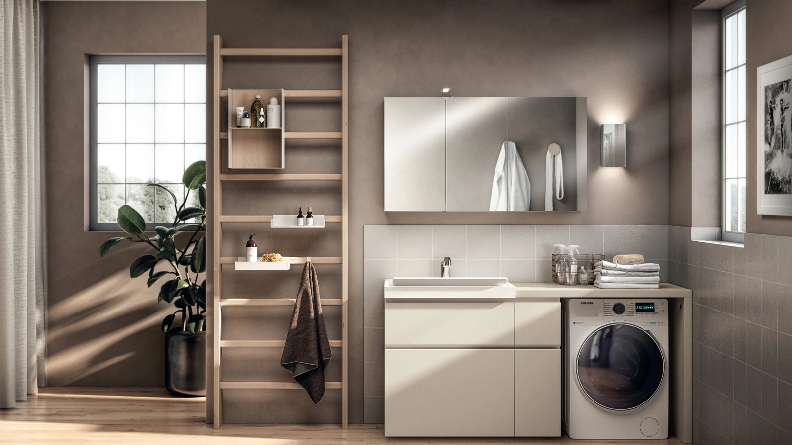 Mobile da Bagno Gym Space in Decorativo Grigio Gabbiano di Scavolini Bathrooms