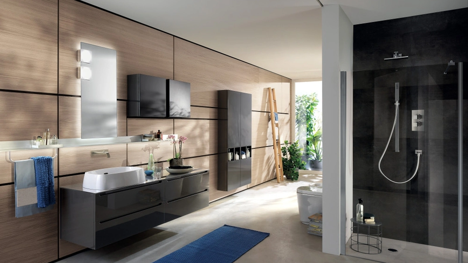 Mobile da Bagno Idro Laccato Lucido Grigio Ferro di Scavolini Bathrooms