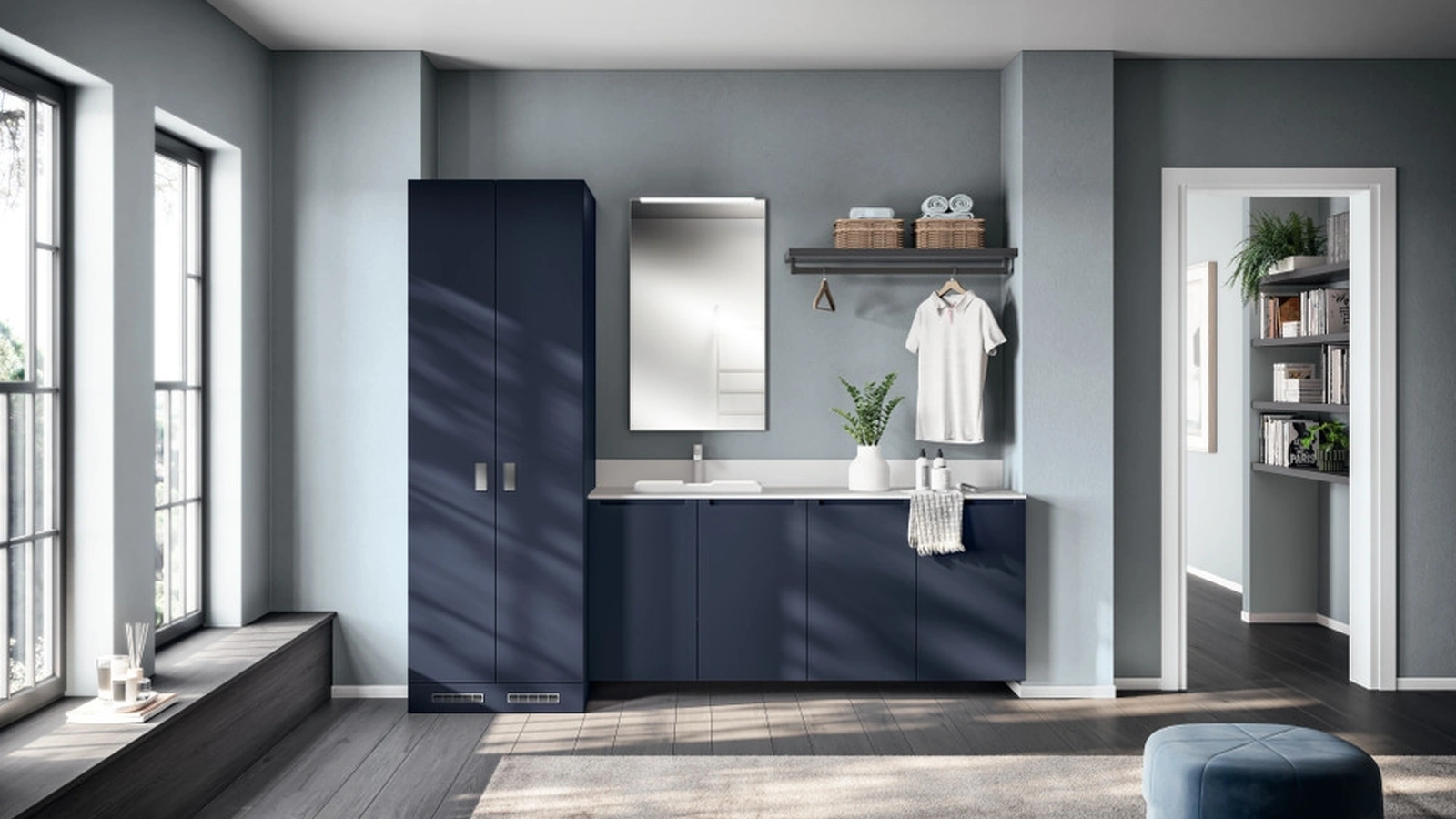 Mobile da Bagno Idro Laccato Opaco Blu Moon di Scavolini Bathrooms
