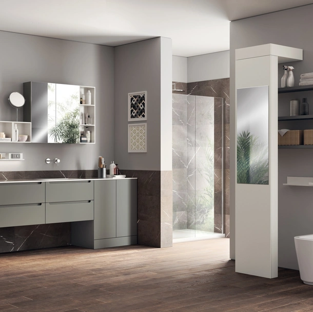 Mobile da Bagno Laundry Space Idro Laccato Opaco Grigio Titanio di Scavolini Bathrooms