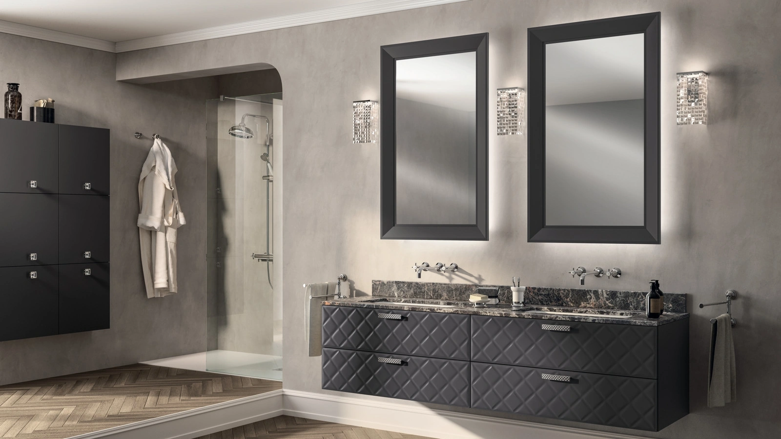 Mobile da Bagno Magnifica Glamour Laccato Opaco Grigio Ferro di Scavolini Bathrooms