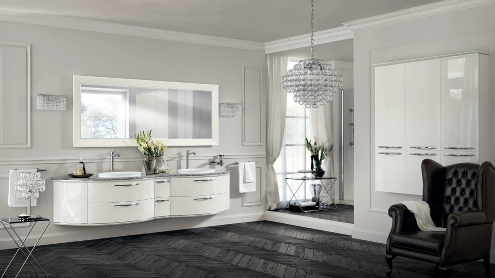 Mobile da Bagno Magnifica Tonda Laccato Lucido Bianco Prestige di Scavolini Bathrooms