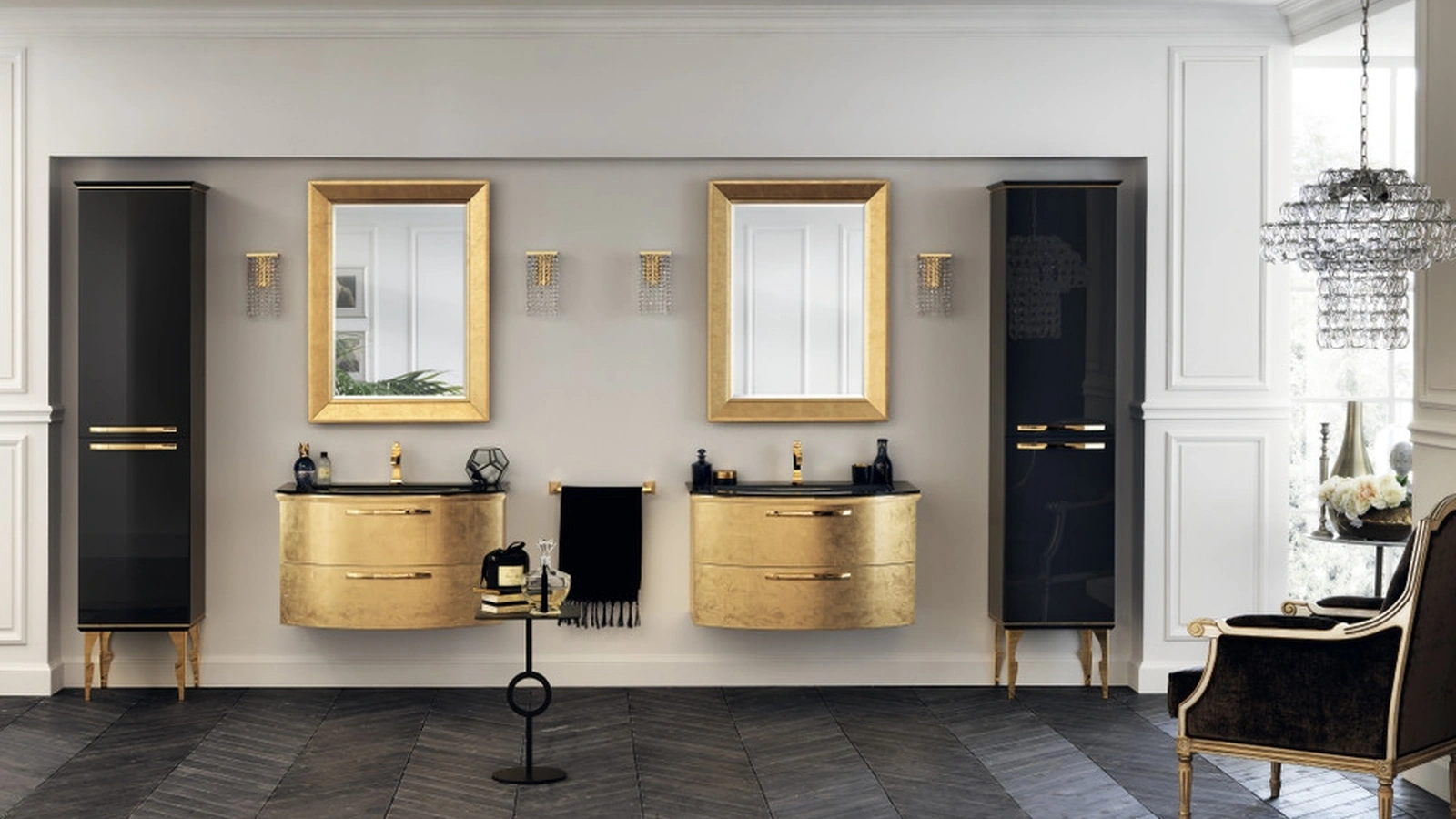Mobile da Bagno Magnifica Laccato Lucido Foglia Oro di Scavolini Bathrooms