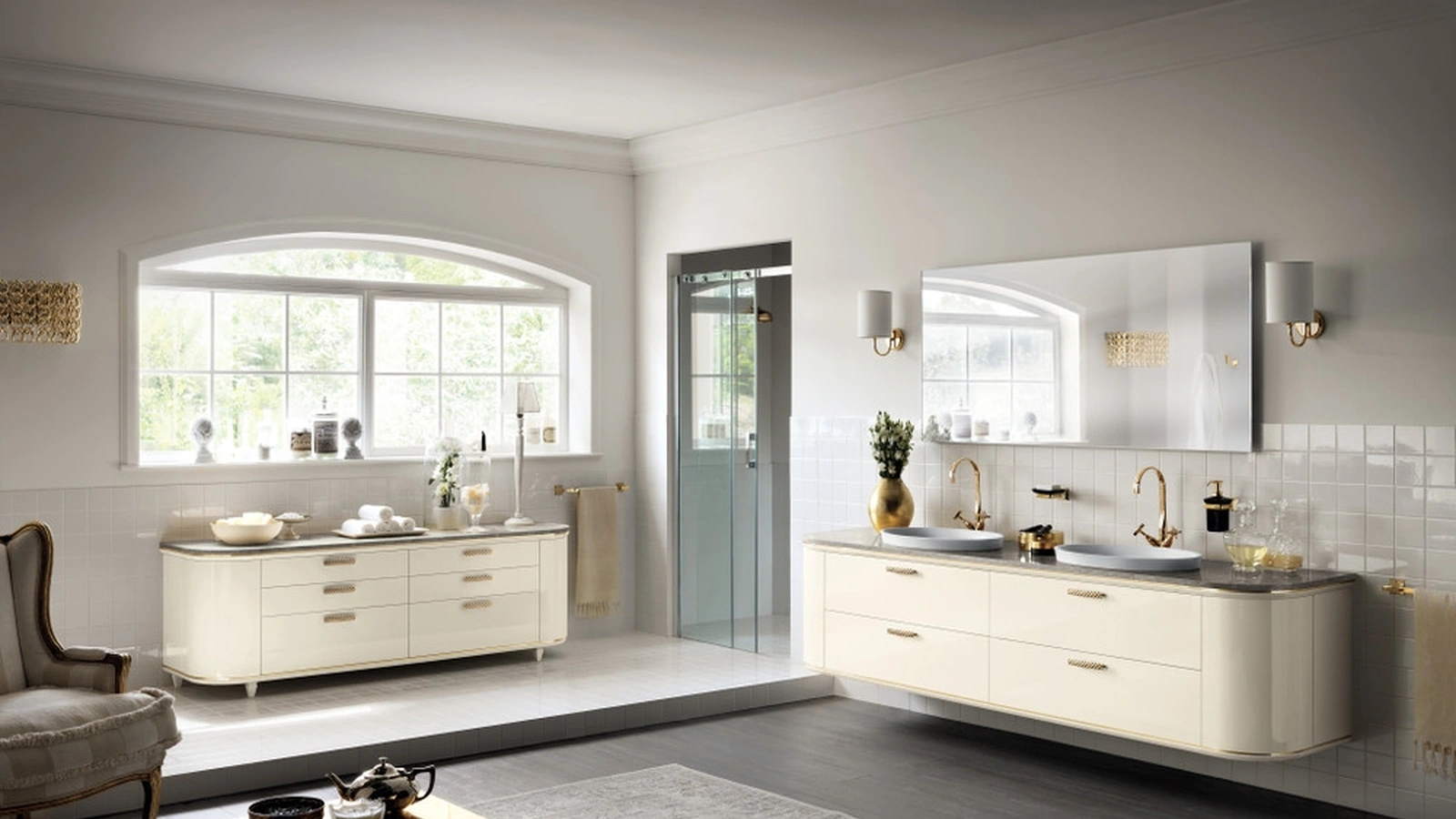 Mobile da Bagno Magnifica Laccato Lucido Panna Porcellana di Scavolini Bathrooms