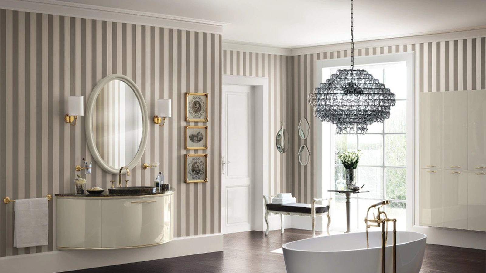 Mobile da Bagno Magnifica Laccato Lucido Tortora e Oro di Scavolini Bathrooms