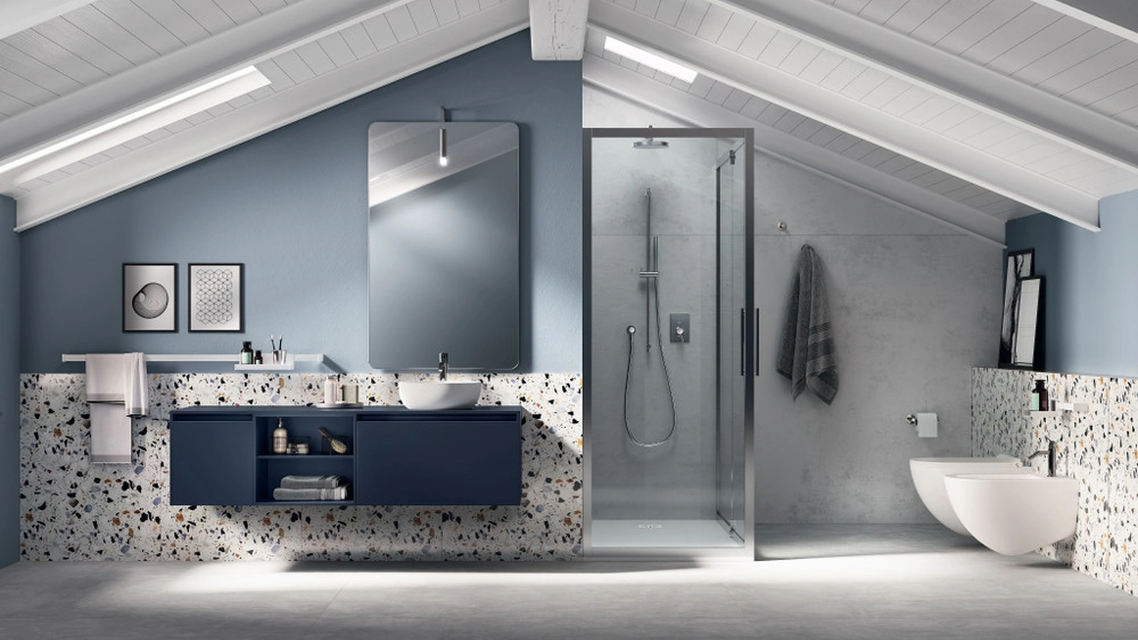 Mobile da Bagno Miko Laccato Opaco Blu Moon di Scavolini Bathrooms