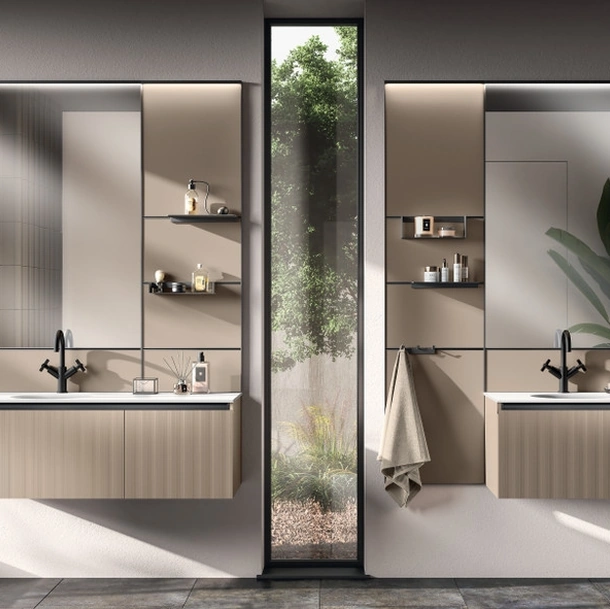 Mobile da Bagno Miko Laminato Strips Urban Bronze di Scavolini Bathrooms