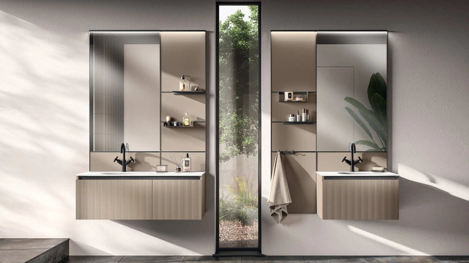 Mobile da Bagno Miko Laminato Strips Urban Bronze di Scavolini Bathrooms