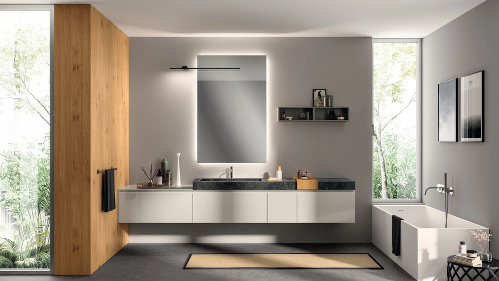 Mobile da Bagno Rivo Laccato Lucido Grigio Chiaro di Scavolini Bathrooms