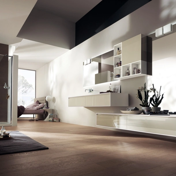 Mobile da Bagno Rivo Laccato Lucido Tortora di Scavolini Bathrooms