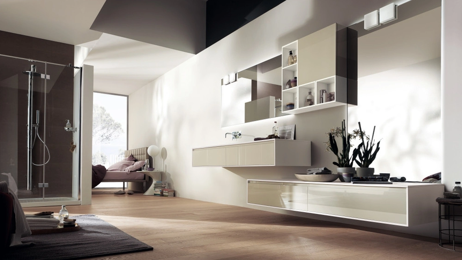 Mobile da Bagno Rivo Laccato Lucido Tortora di Scavolini Bathrooms
