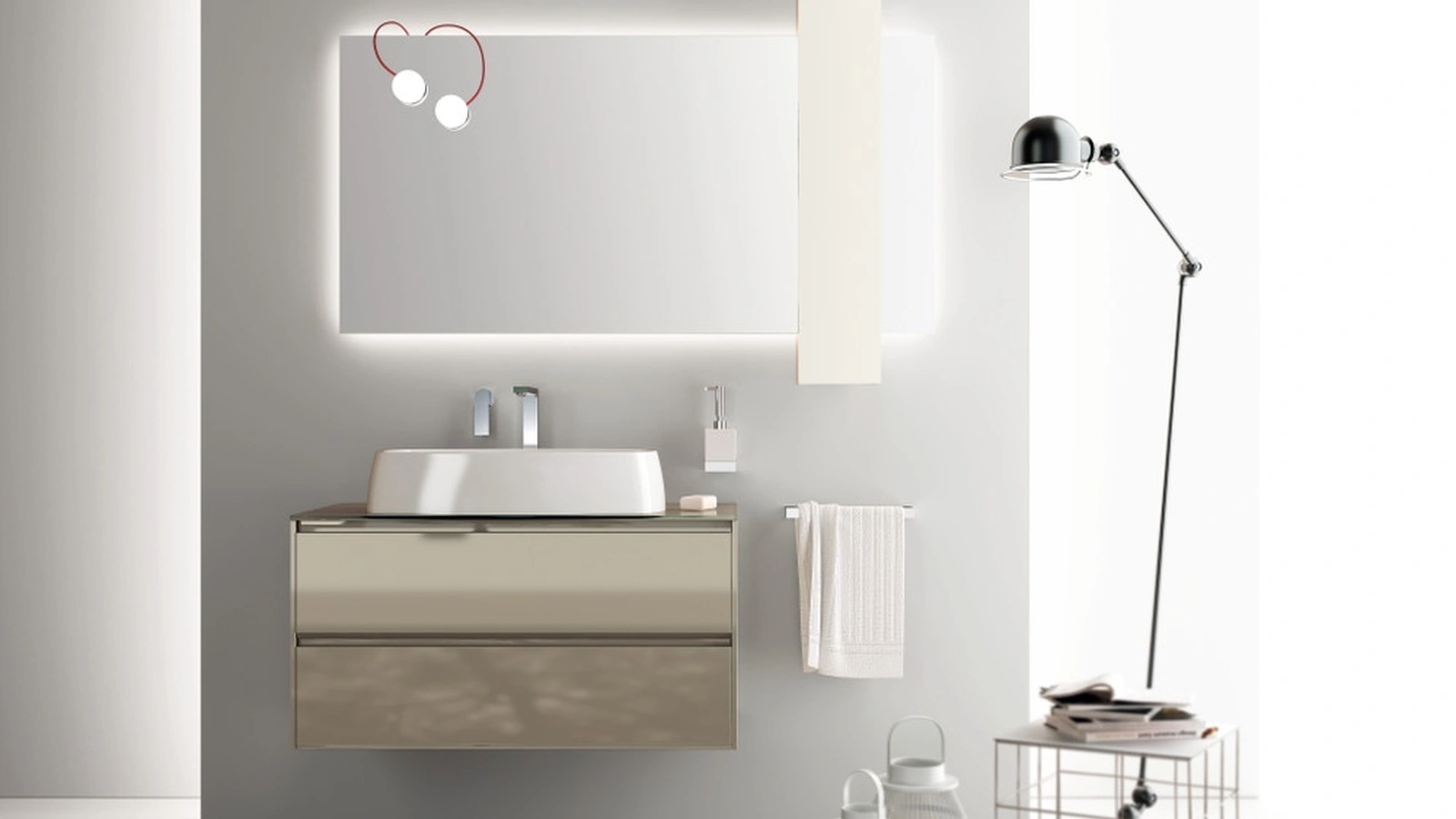 Mobile da Bagno Rivo Laccato Lucido e vetro Visone di Scavolini Bathrooms