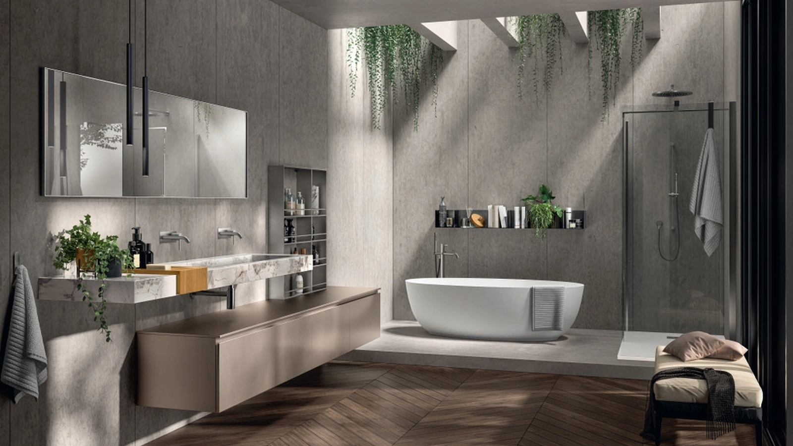Mobile da Bagno Rivo Laccato Opaco Perlato Pas Dosé di Scavolini Bathrooms