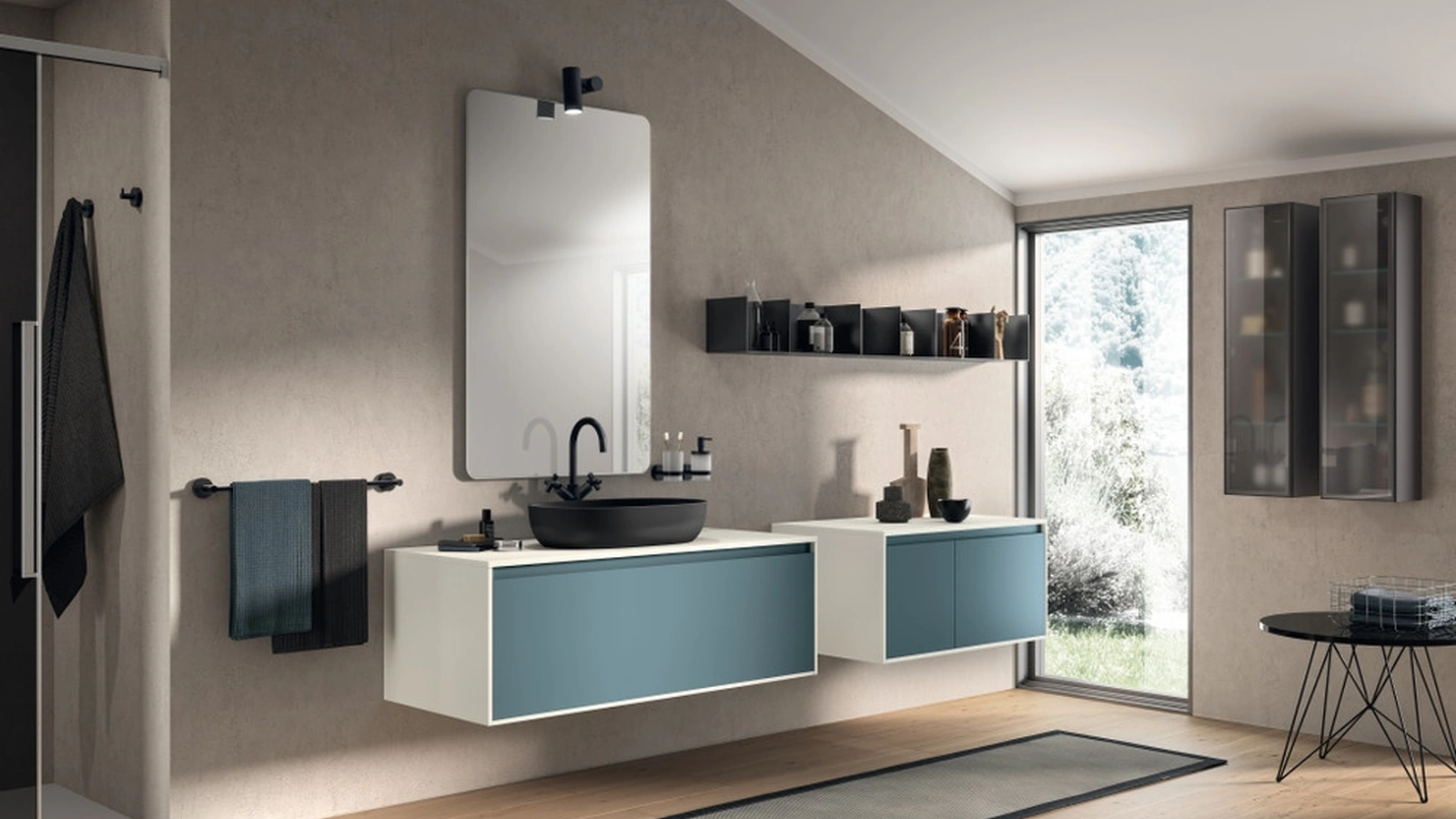 Mobile da Bagno Rivo Laccato Opaco Verde Ottanio di Scavolini Bathrooms