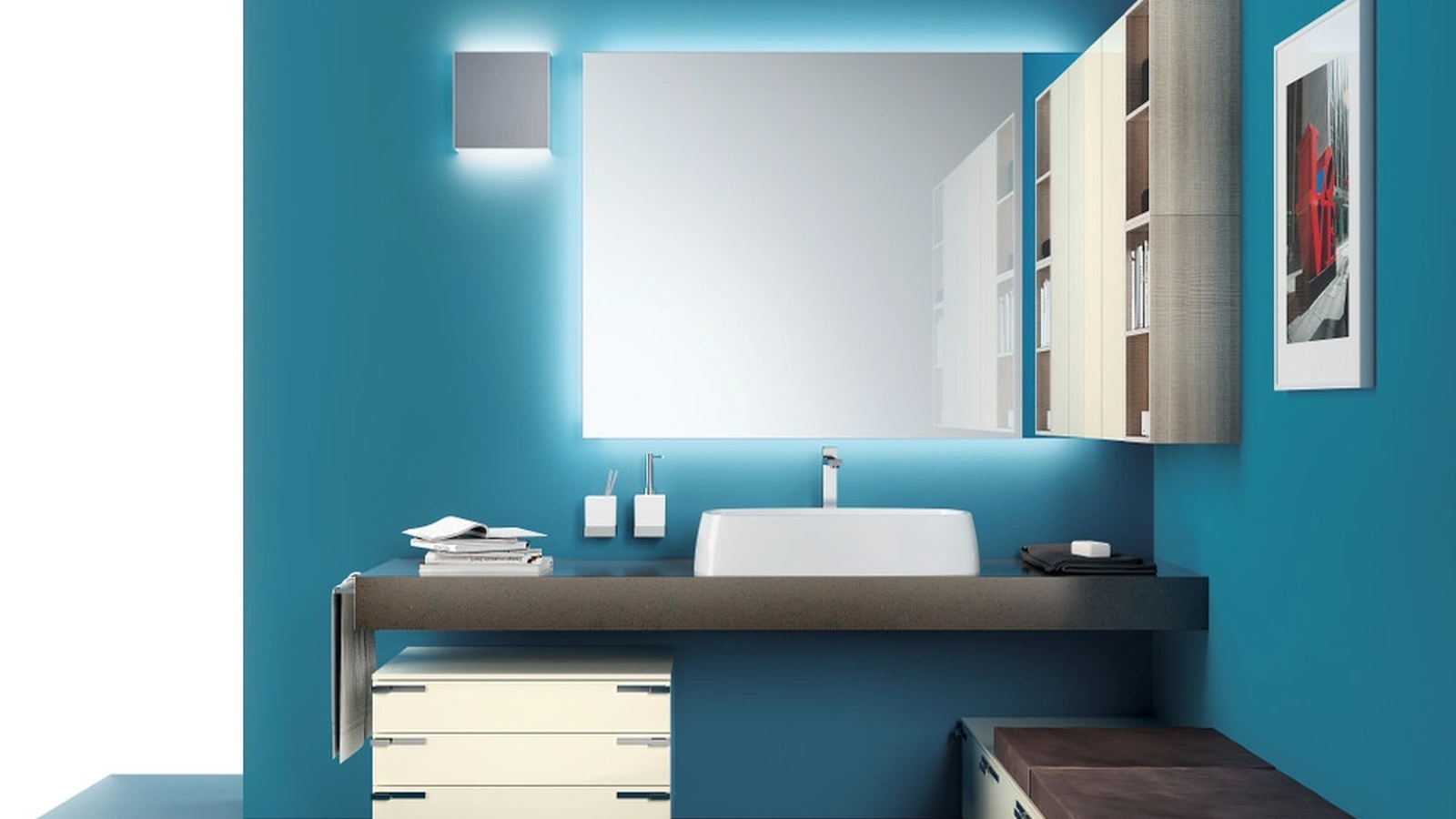 Mobile da Bagno Aquo Laccato Lucido Panna Porcellana di Scavolini Bathrooms