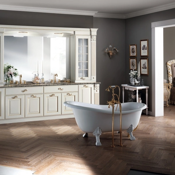 Mobile da Bagno Baltimora Laccato Opaco Bianco e Oro di Scavolini Bathrooms