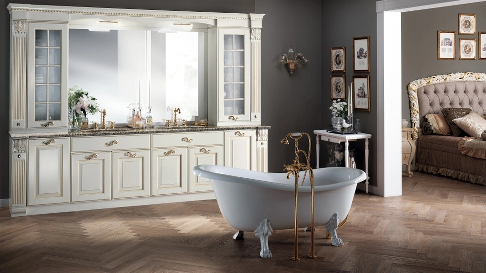 Mobile da Bagno Baltimora Laccato Opaco Bianco e Oro di Scavolini Bathrooms