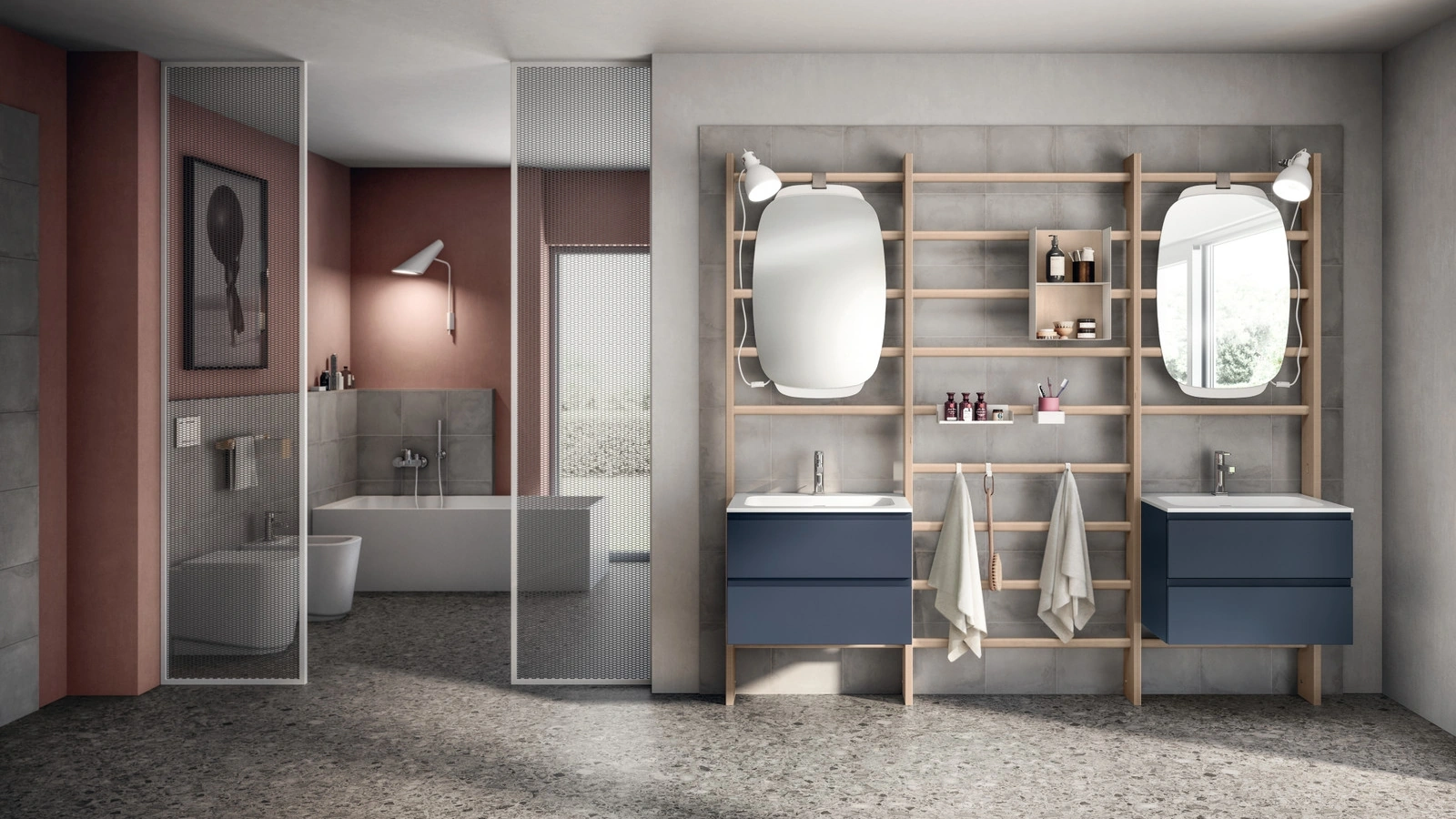 Mobile da Bagno Gym Space Laccato Opaco Blu Moon di Scavolini Bathrooms