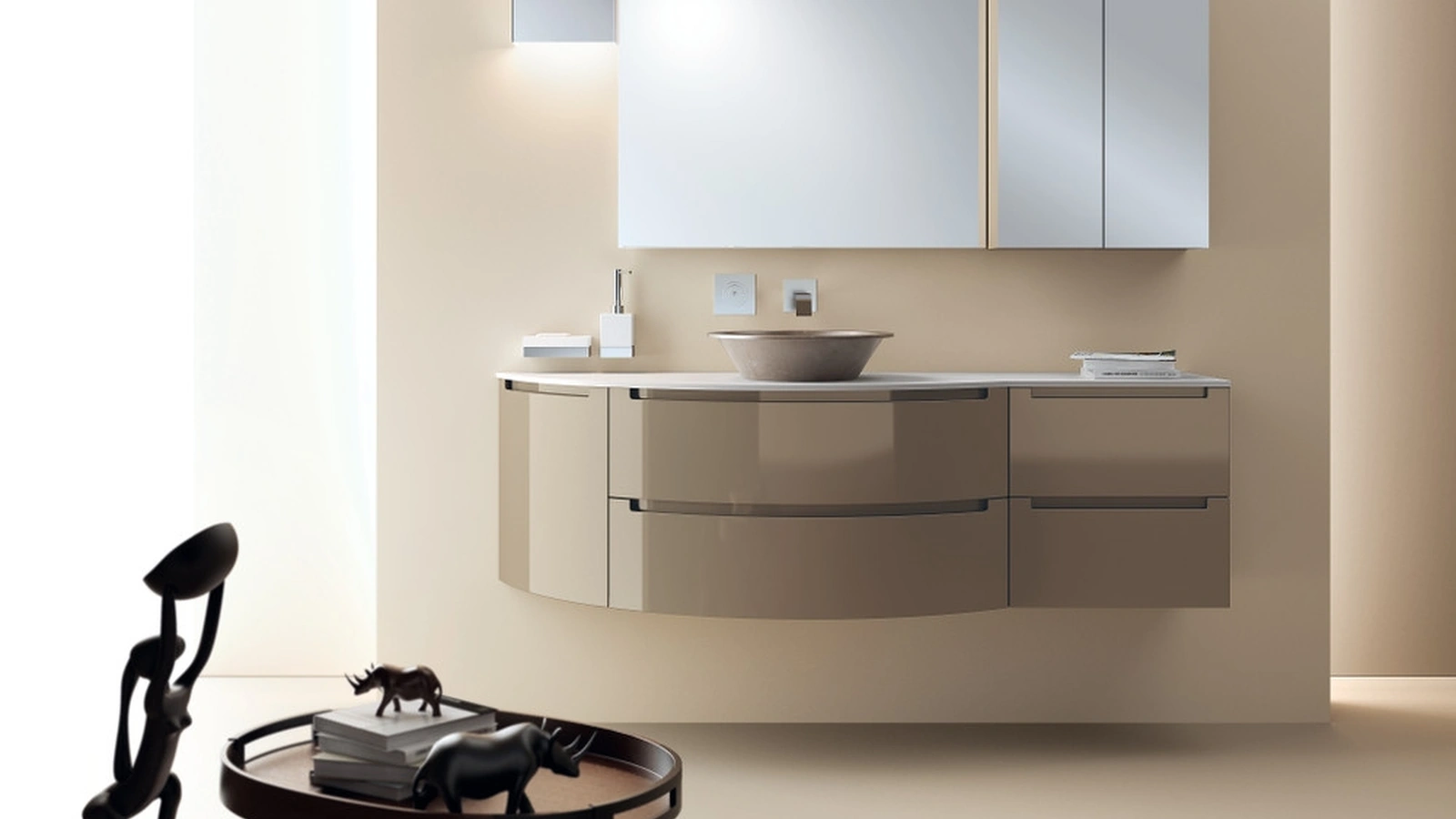 Mobile da Bagno Idro Tondo Laccato Lucido Grigio Tundra di Scavolini Bathrooms