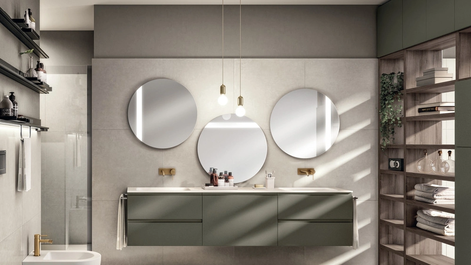 Mobile da Bagno Juno Laccato Opaco Verde Minerale di Scavolini Bathrooms