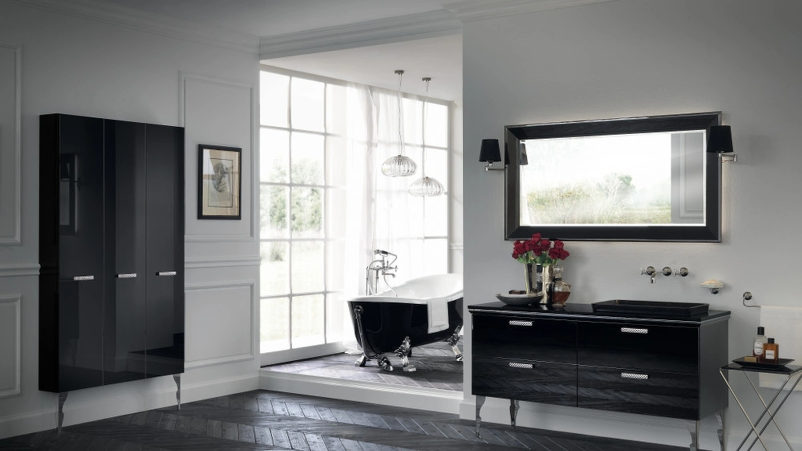 Mobile da Bagno Magnifica Laccato Lucido Nero Ardesia di Scavolini Bathrooms