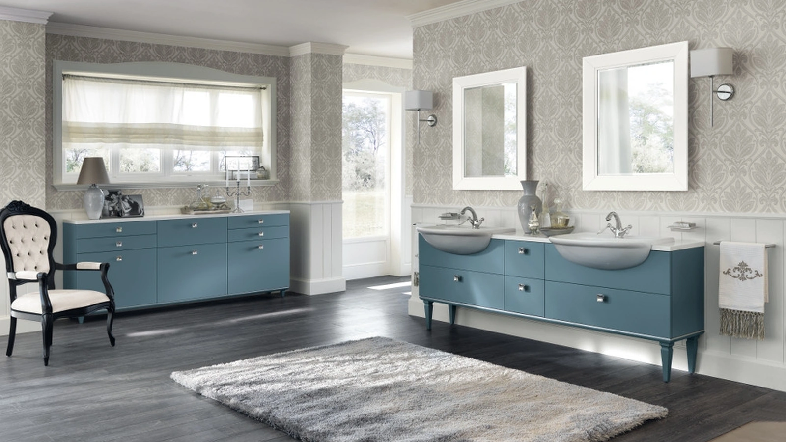 Mobile da Bagno Magnifica Laccato Opaco Verde Ottanio di Scavolini Bathrooms