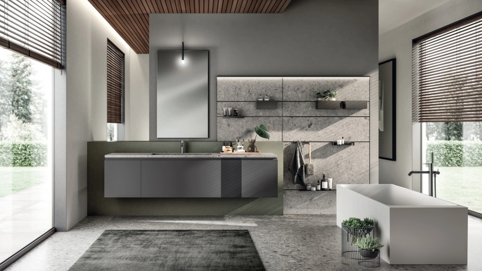 Mobile da Bagno Tratto Laccato Opaco Grigio Ferro di Scavolini Bathrooms