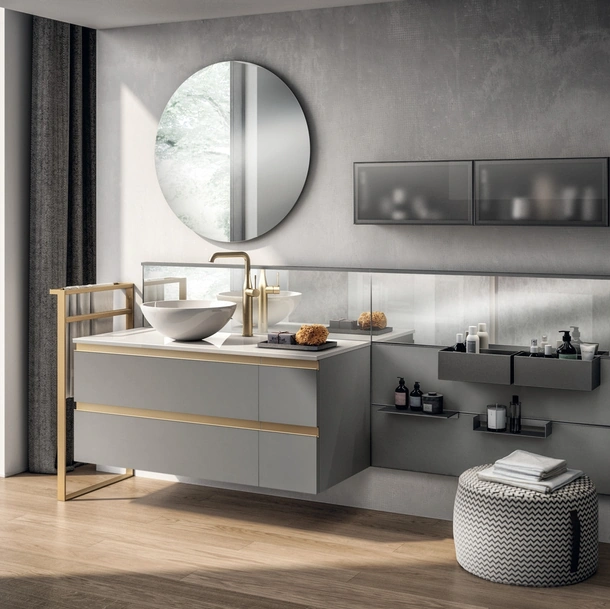 Mobile da Bagno Tratto Laccato Opaco Grigio Titanio di Scavolini Bathrooms
