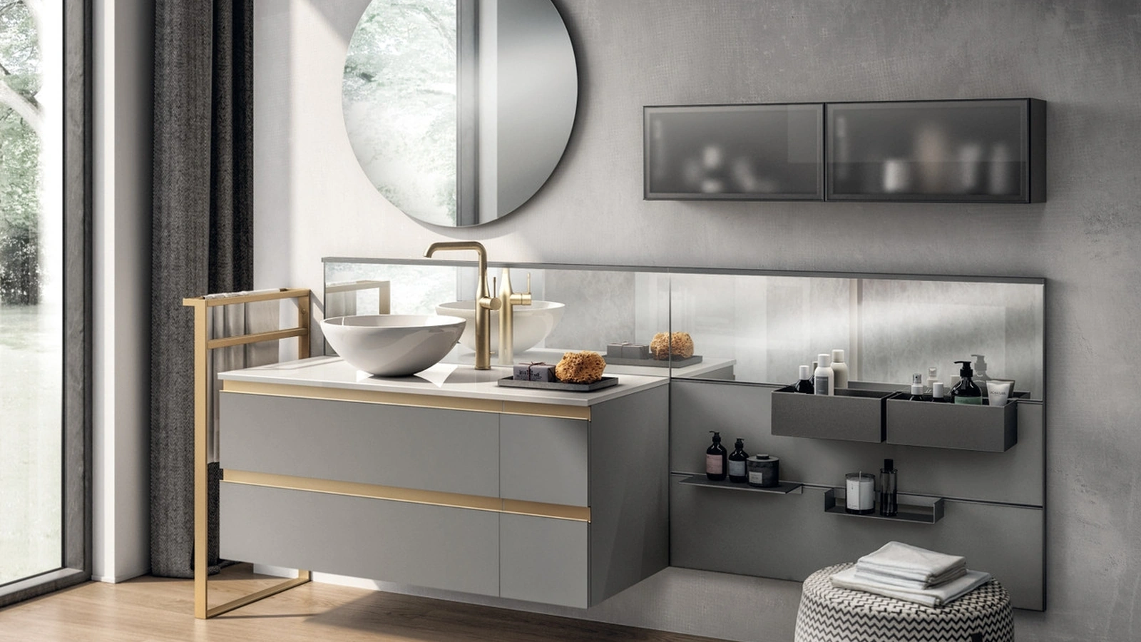 Mobile da Bagno Tratto Laccato Opaco Grigio Titanio di Scavolini Bathrooms