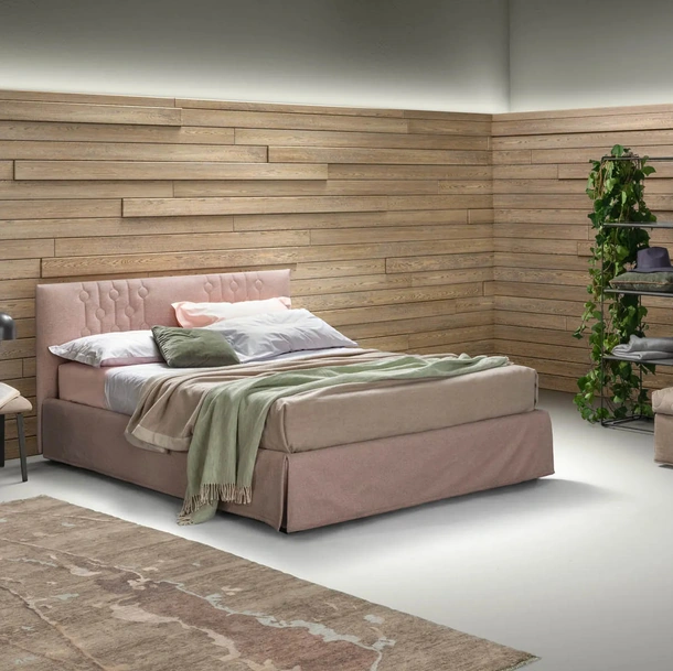 Letto moderno in tessuto con testiera Loop di Bside