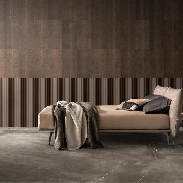Letto matrimoniale in tessuto con testiera Warp di Bside