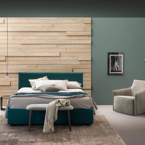 Letto matrimoniale in tessuto con testiera Plain di Bside