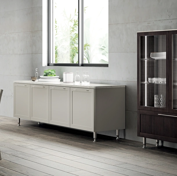 Madia Living Carattere 06 in laccato opaco Grigio Chiaro di Scavolini