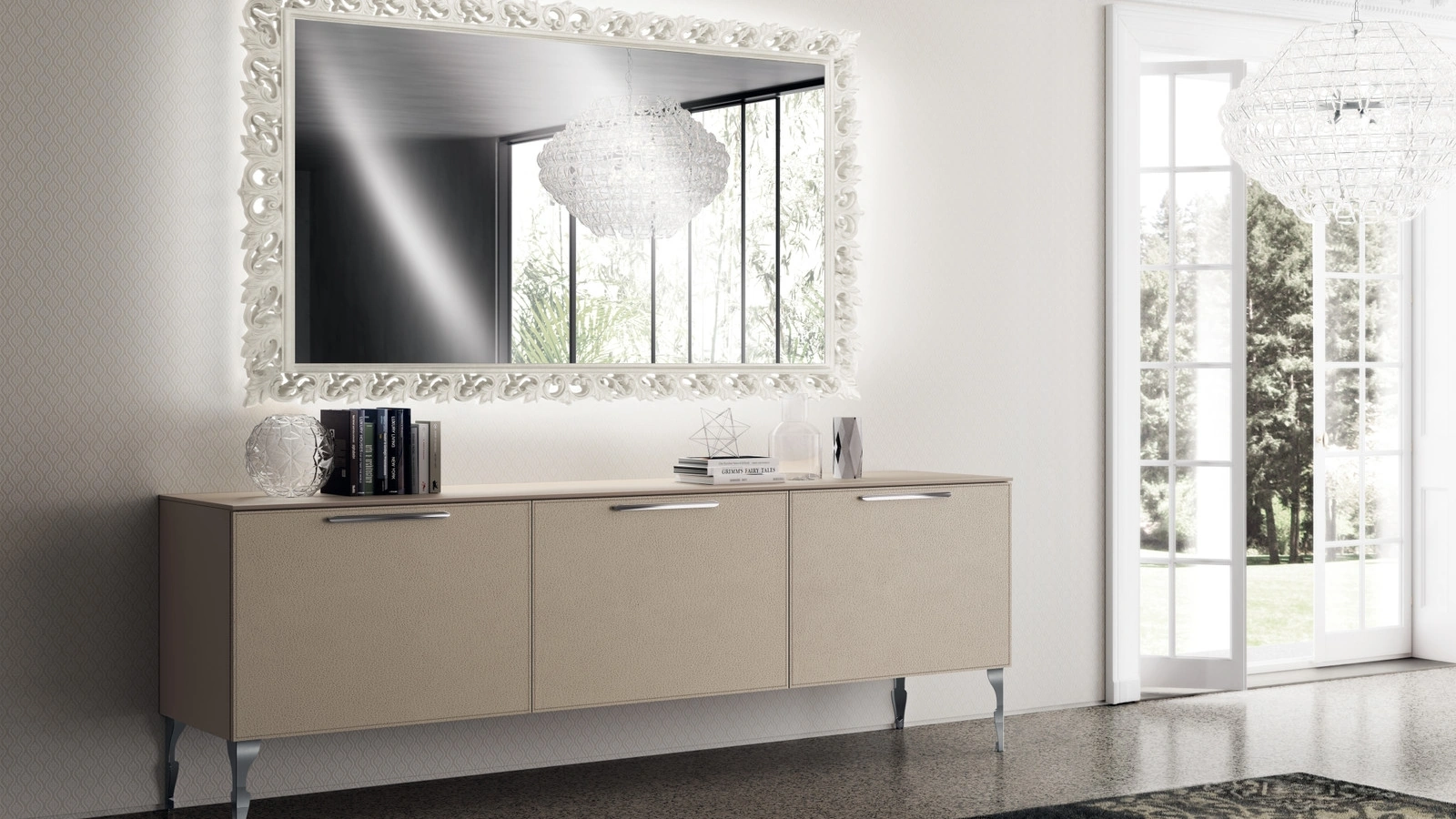 Madia Living Exclusiva 01 in Pelle Grigio Perla di Scavolini