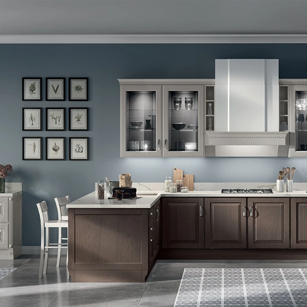 Cucina Classica con penisola Baltimora in Frassino Havana di Scavolini