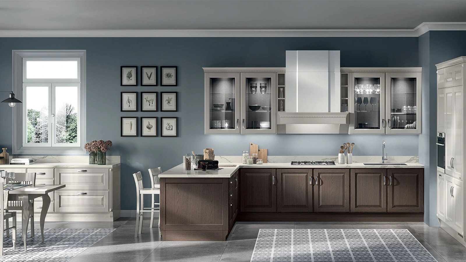 Cucina Classica con penisola Baltimora in Frassino Havana di Scavolini