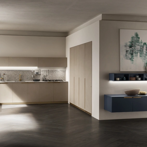 Cucina su misura Mia 08 in Biomalta Argilla Dehli di Scavolini